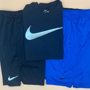 Nike men’s athletic shorts (2) and tshirt - small